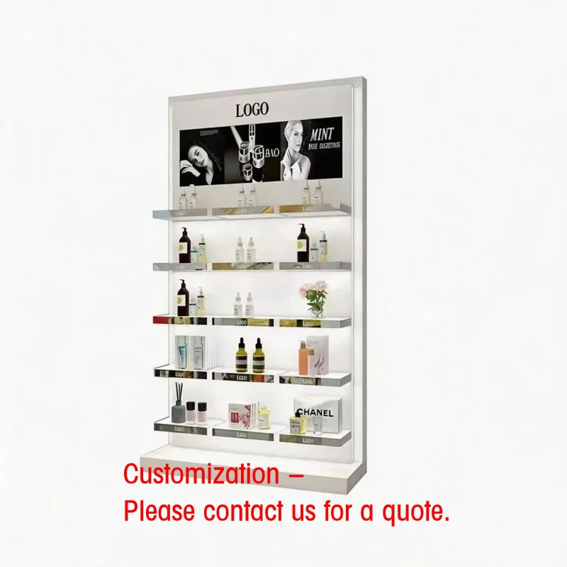 

custom.Modern Wood Showcase Led Light Cabinet White Showcase Perfume Shop & Market
