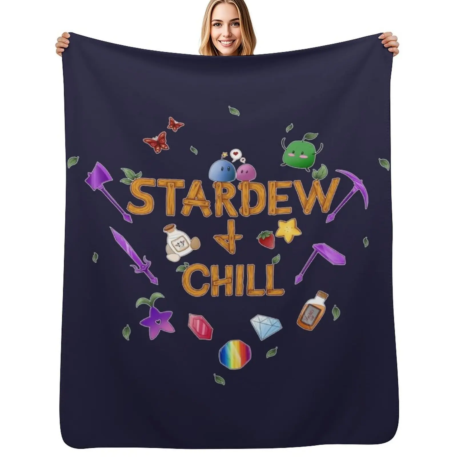 Stardew and Chill Throw Blanket decorative for sofa Hairy Furry Bed covers Flannels Blankets