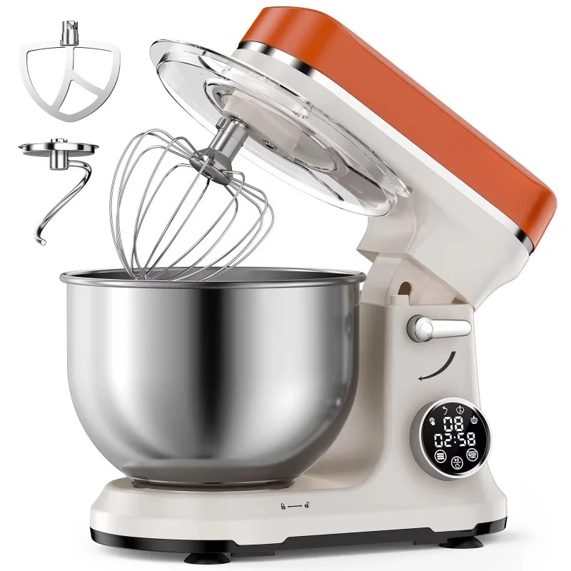 Automatic Vertical Mixer with Light Emitting Diode Touch Screen and Timer -11 Speed Tilt Head Dough Mixer Kitchen Electric Mixer