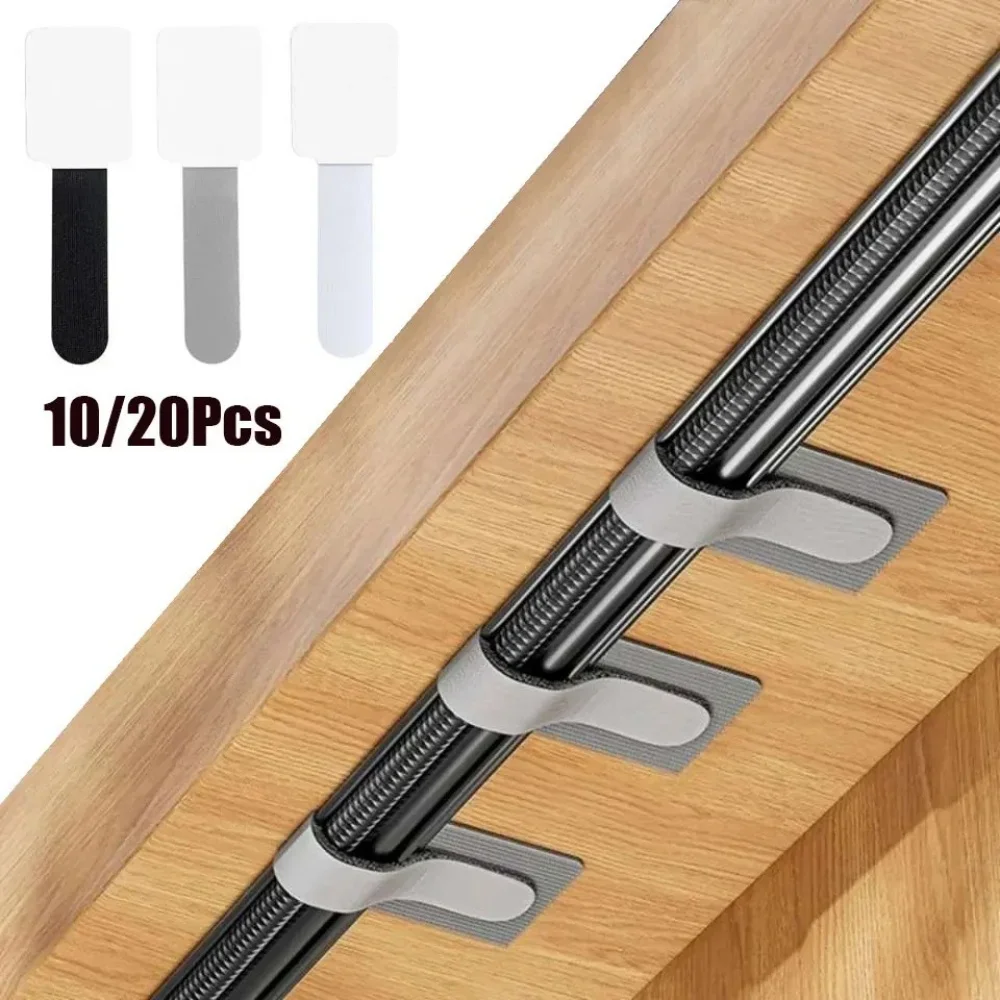 Self Adhesive Reusable Cable Ties 10/20Pcs Desktop Tidy Management Winder Wire Organizer Storage Stand Mouse Earphone Data Cord