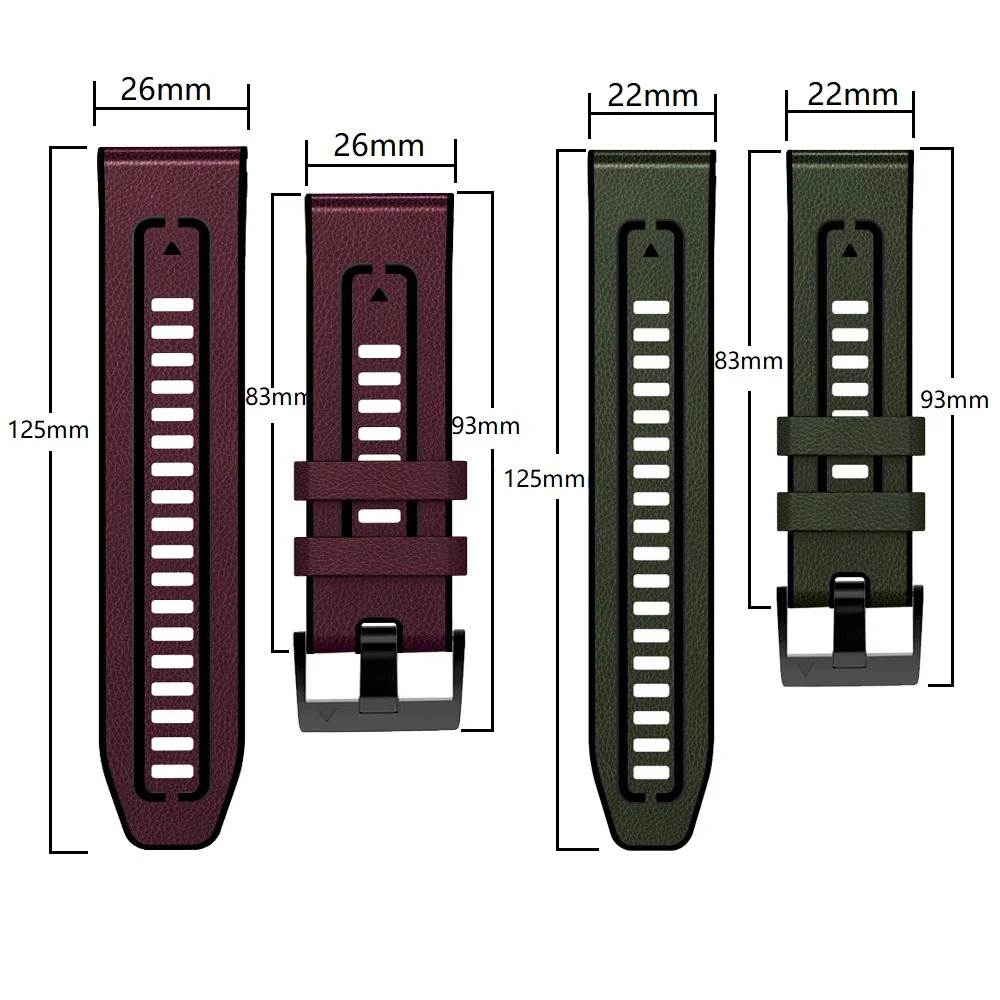 Correa de silicona para reloj Garmin Fenix 7X 5X 5 Plus 7 6 6X 3 3HR Epix 2, banda de cuero Quickfit de 22mm y 26mm