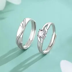 2pcs/set European 100% S925 Sterling silver AAA CZ Acacia Vine Couple Ring For Women Men Birthday Party Valentine's Day Jewelry