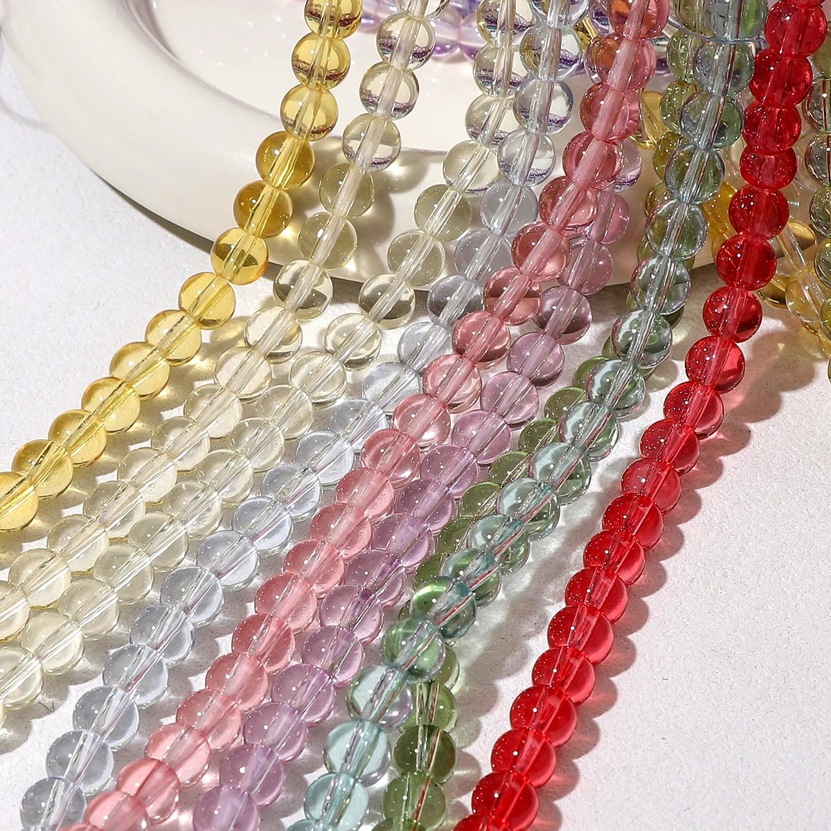 20-50pcs 8/10mm Colorful Transparent Glass Round Beads Loose Spaced Beads Making Jewelry DIY Bracelets Necklace Materials