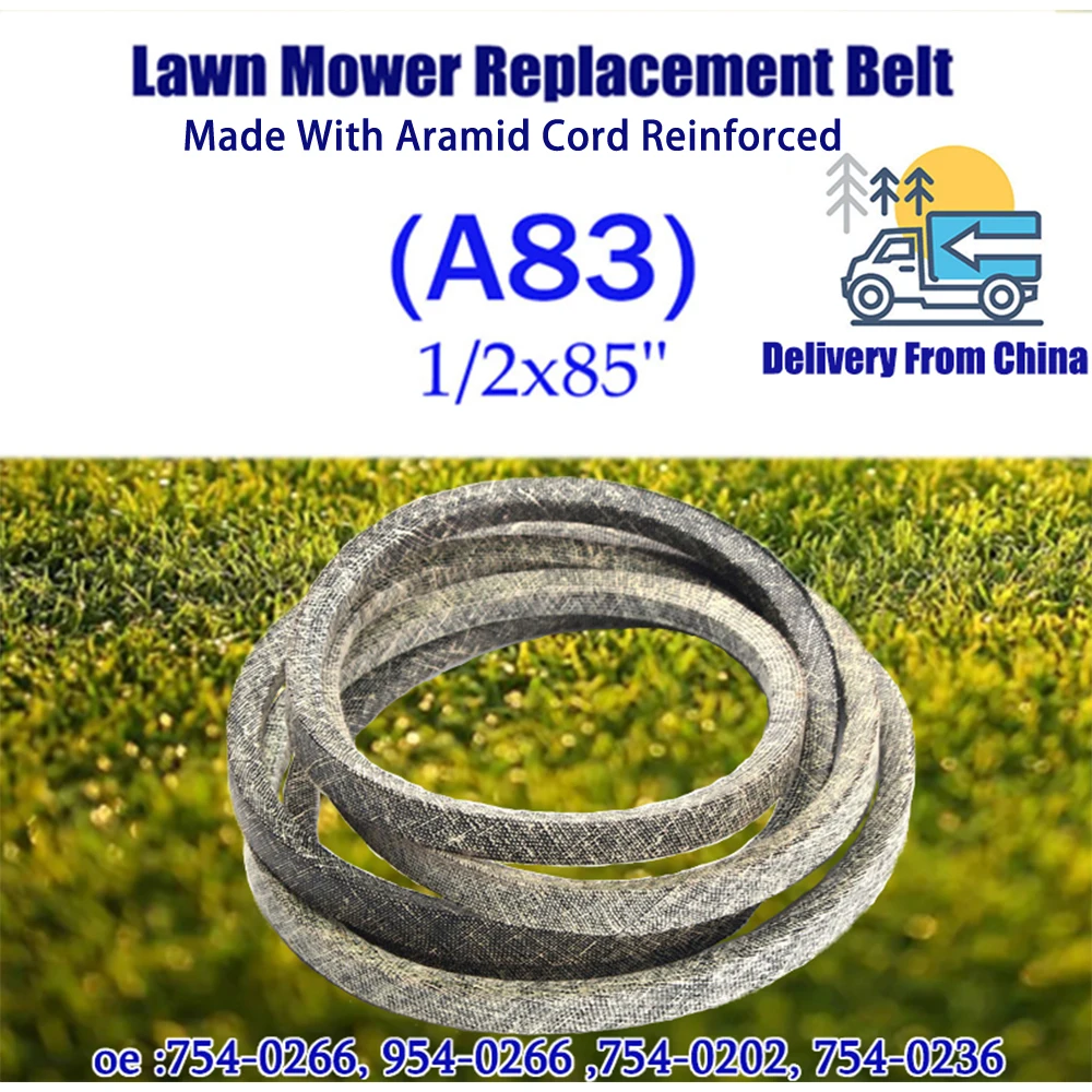 7540266 A83 V-Belt 1/2 Inch Width 85 Inch Perimeter Aramid Cord Lawn Mower Engine Belt 32 42 46 Deck Accessory