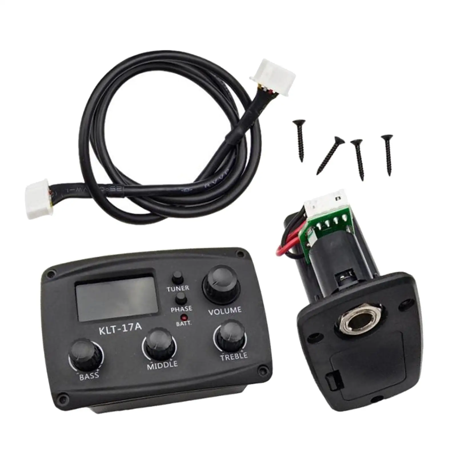 Guitar Preamplifier EQ Equalizer System 5 Band Tuner Phase Switch Sturdy Material for Acoustic Gig and Studio