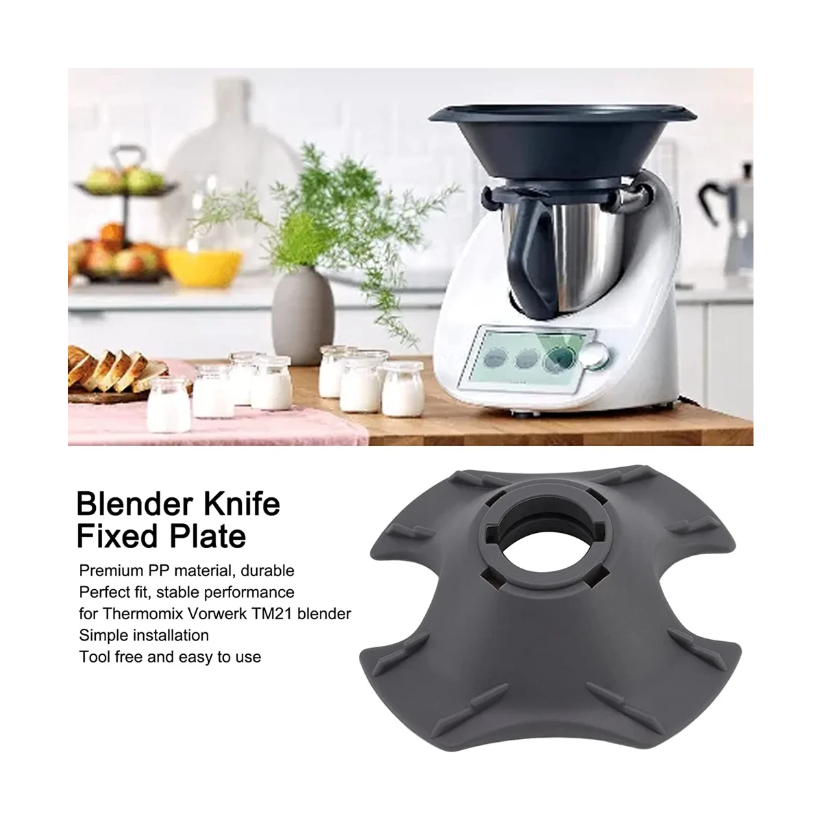 Mixer Attachment Plate, Plastic Base,Bottom Cap,Knife Fixed Plate, Food Processor,Spare Parts for Thermomix Vorwerk TM21