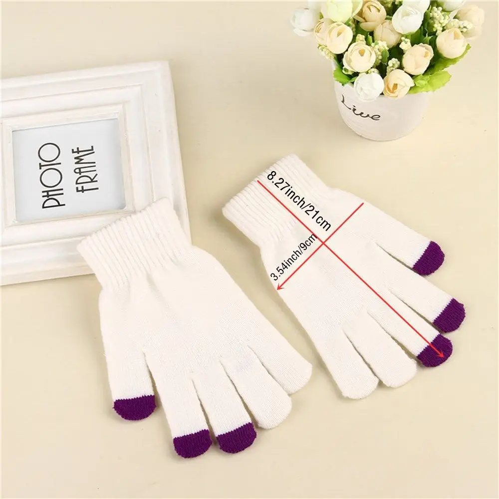 Women Men Winter Knitted Full Finger Gloves Unisex Solid Touch Screen Gloves Outdoor Warm Cycling Driving Mittens