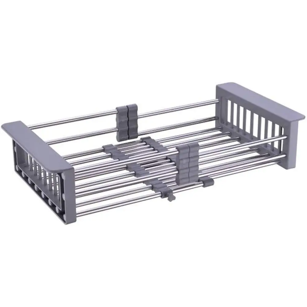 

Сушилка для посуды над раковиной, серая, расширяемая, из нержавеющей стали, для кухонной столешницы