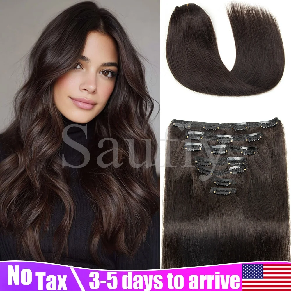 

Длинные прямые накладные волосы на заколках, натуральные человеческие волосы, черные с балаяжем, светлые, для женщин, 7 шт./упак.