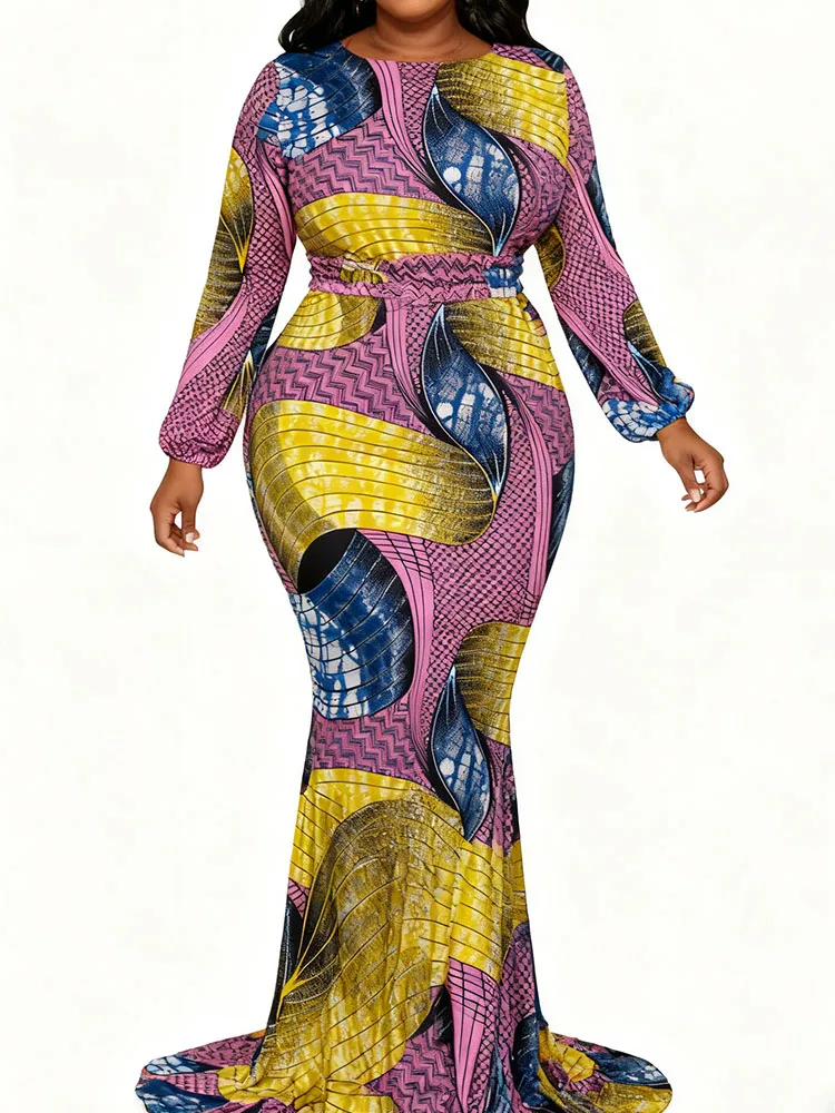 

Plue Size Ankara Wax Dashiki Robe for Women, African Traditional Wedding Kaftan, Cotton Print Agbada for Party