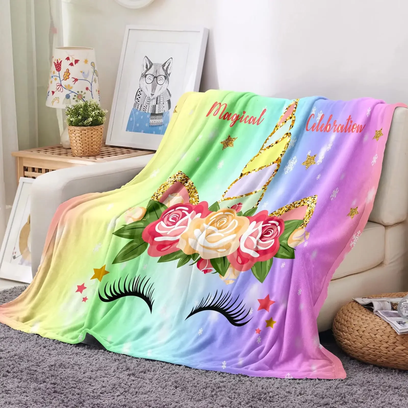 

Одеяло с единорогом, подарок для девочек, мягкое уютное флисовое одеяло с единорогом для детей-подростков, подходит для подарка на день рождения, дивана, дивана