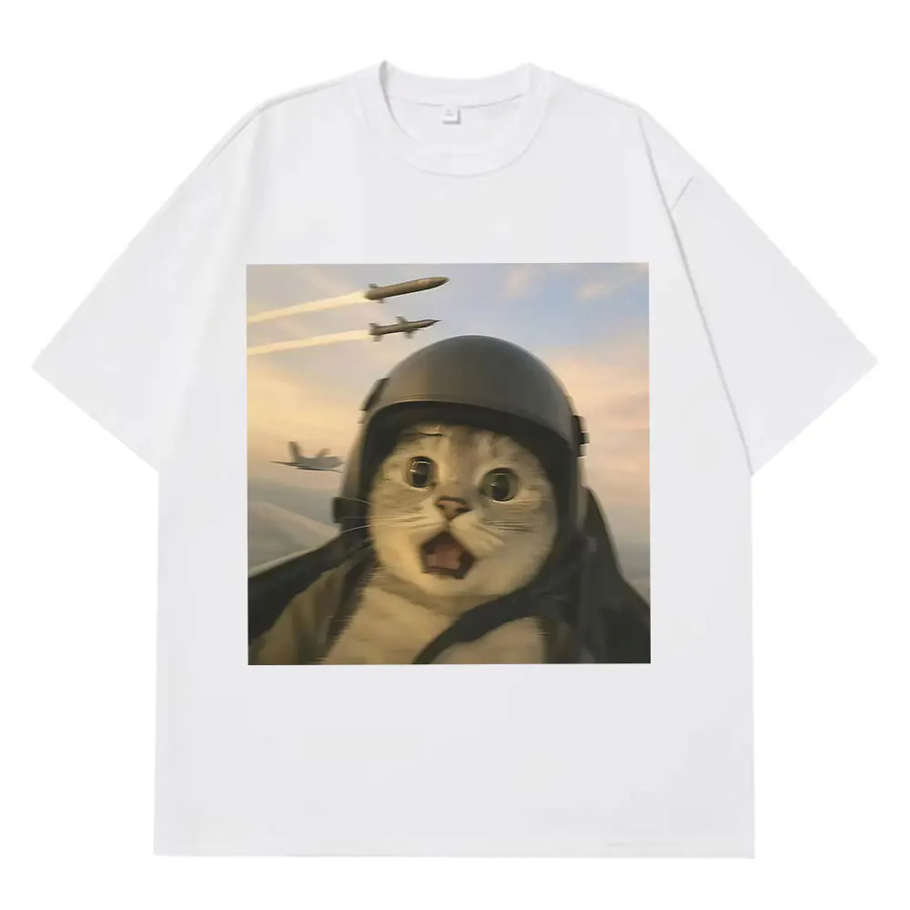

Футболка Selfie Squad Funny Cat Fighter Pilot Meme для мужчин и женщин, модная футболка, летняя футболка с короткими рукавами, 100_, хлопковые повседневные футболки, топ