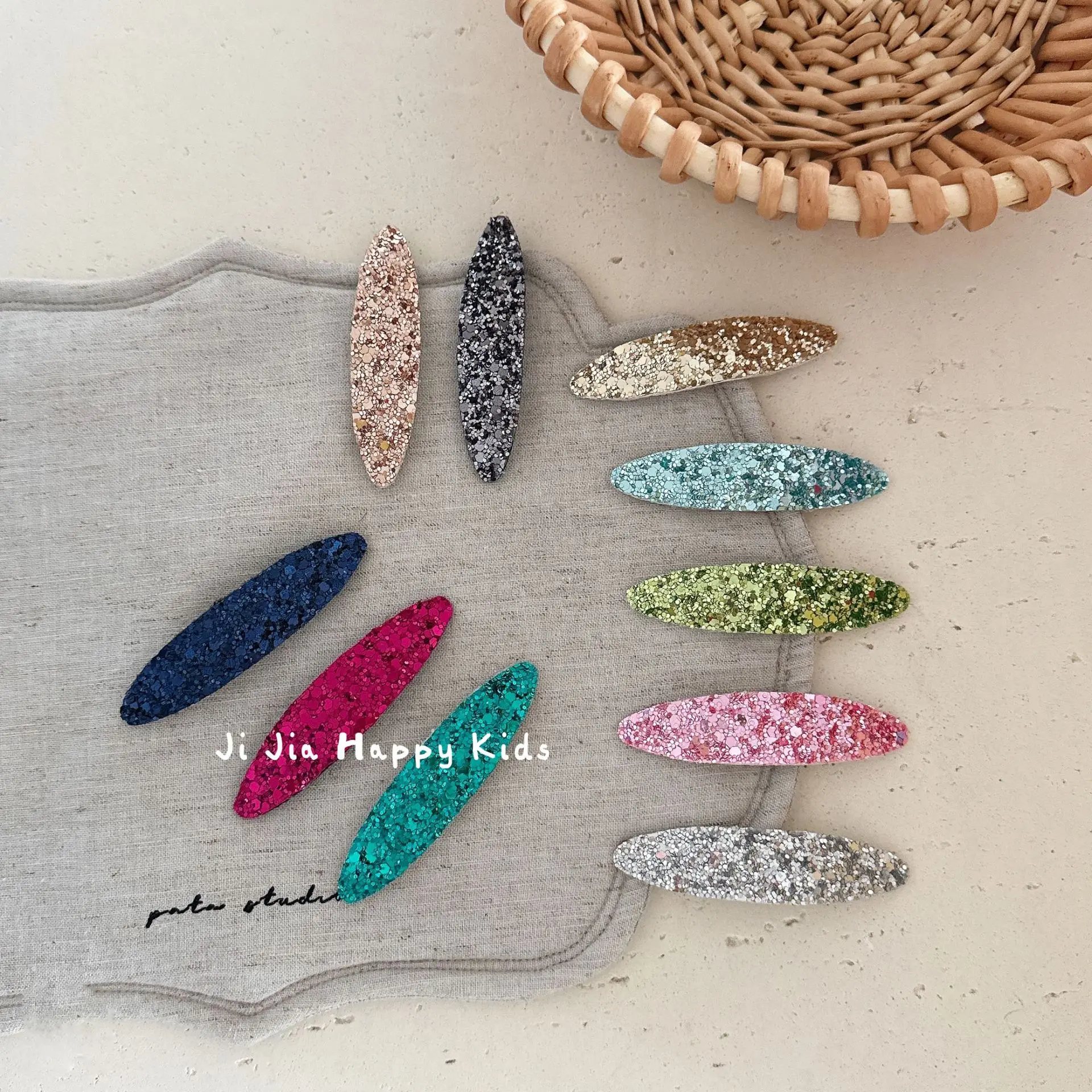 Hair Clip Colorful Sequin Shiny Oval BB Minimalist Versatile Girls Bangs Side Plastic Small Lightweight Daily Headwear
