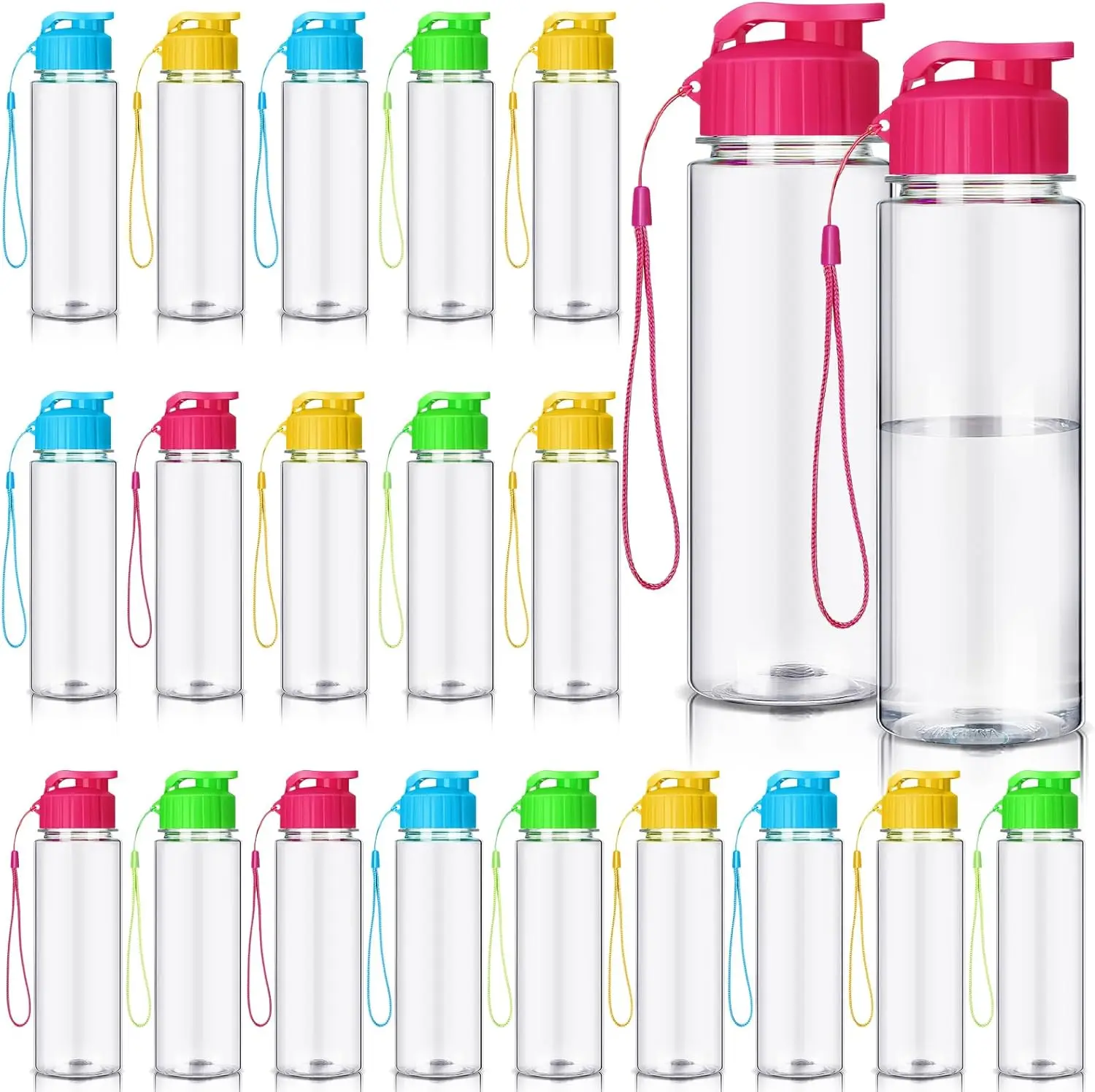 

20 Pack 17 oz Plastic Water Bottles Bulk Reusable with Leak Proof Flip Top for Gym Sports Outdoor Colorful