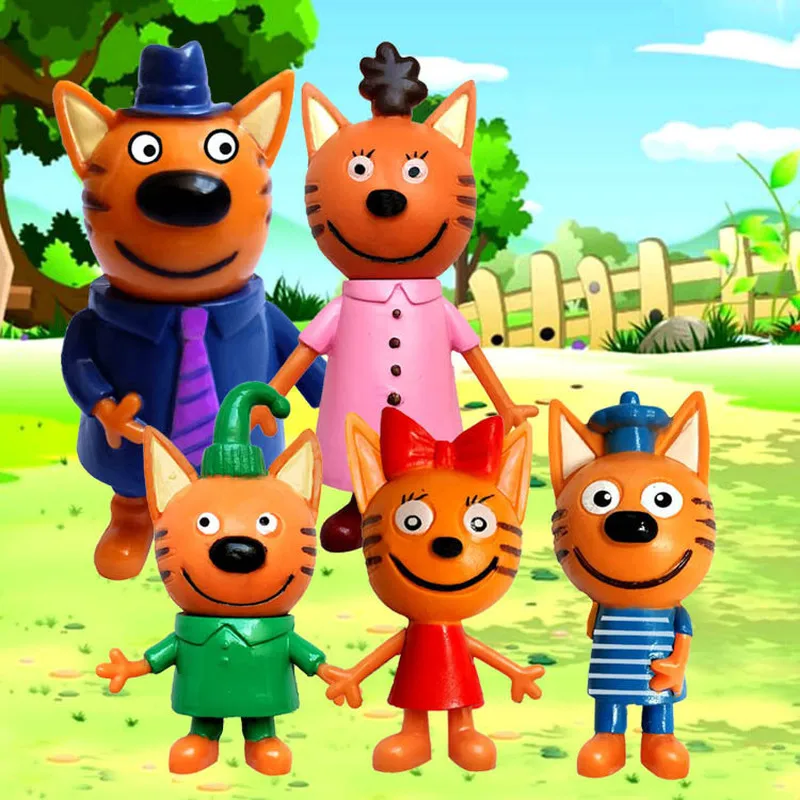 【En Stock】5 unids/bolsa figura de acción de Anime de dibujos animados rusos Kid-E-Cats decoración de escritorio Mini muñeca juguetes para niños