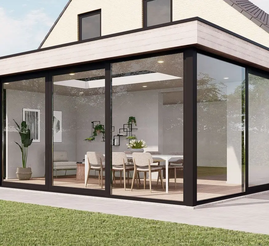 

Customized Simple Style Aluminum Alloy Frame Sliding Door Windproof Wide Vision Waterproof Sliding Glass Door for House Villa