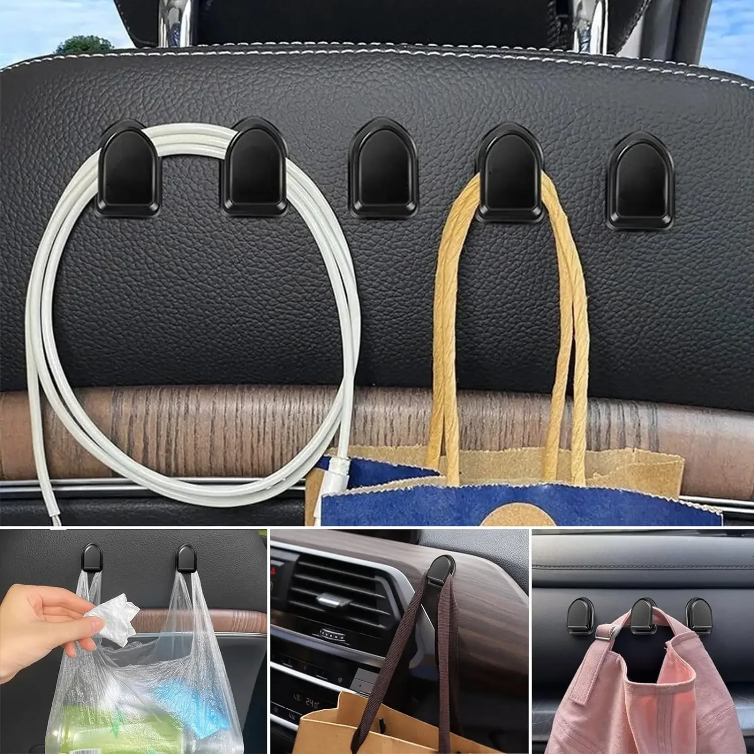 Mini Car Hooks Interior Storage Holder for USB Cable Headphone Key Self-Adhesive Dashboard Wall Hanging Hook Auto Accessories view 3