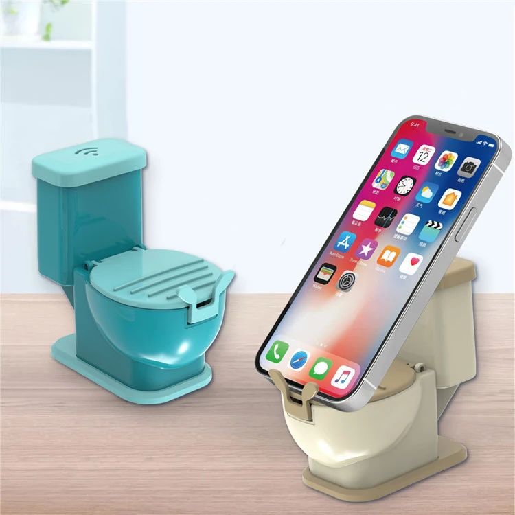 Creative Funny Simulation Toilet Phone Holder Portable Photo Chasing Drama Lazy Phone Holder Desktop Ornaments Toys Fun Gift