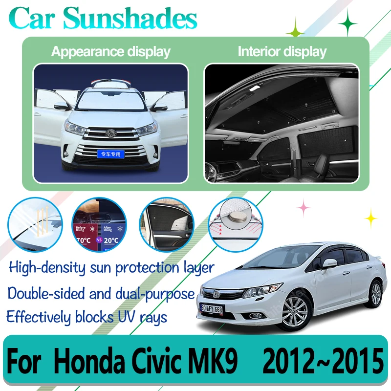 

For Honda Civic MK9 FB 2012 2013 2014 2015 Car Window Coverage Visors Windshield Anti-UV Sun Protector Covers Car Accessories