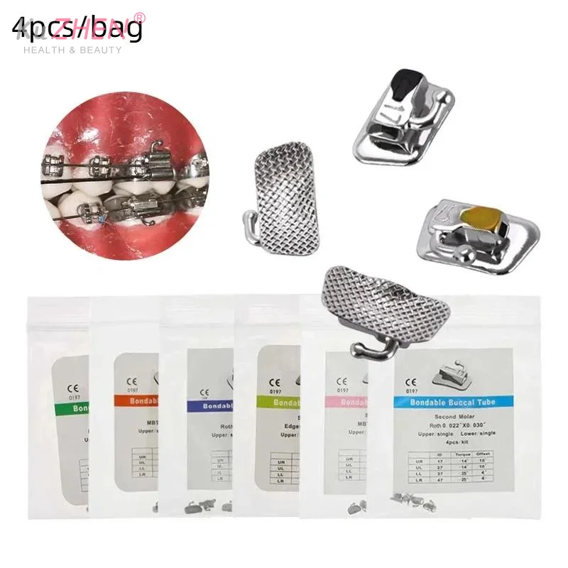 

4 шт. металлическая ортодонтическая стоматологическая буккальная трубка, склеиваемая Roth/MBT/Edgewise 0,022 1-й/2-й стоматологические материалы