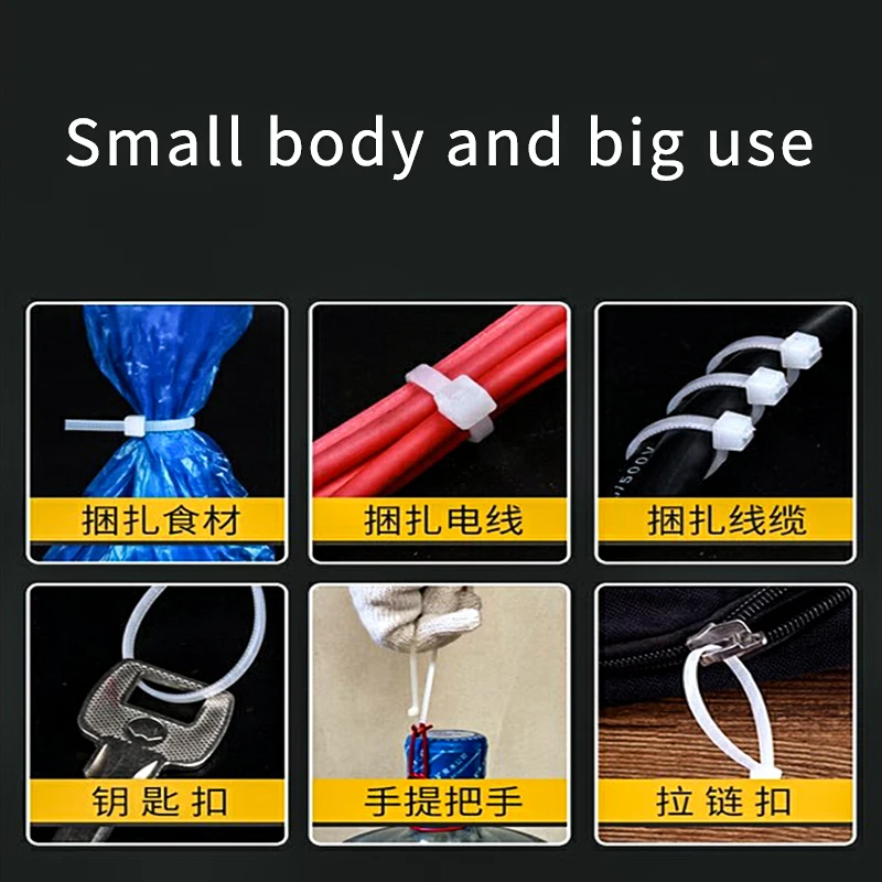 

100 PCS Self-locking Plastic Nylon Cable Ties Black 4×100 4×150 4×160 Heavy Duty Zip Ties Fastening Strap Wire Wrap