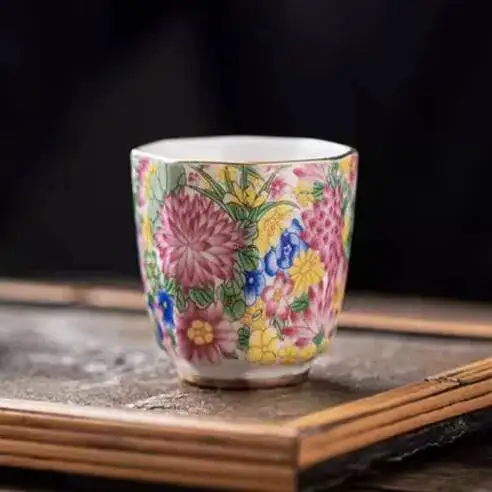 Ceramic Enamel Tea Cup Single Cup Personal Cup Drinking Tea Cup Kung Fu Teacup Small Master Cup Tasting Cup