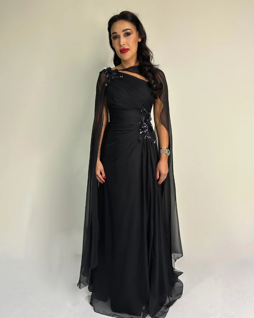 

Customized Fashion Chinese Style Chiffon Applique Beading Sequined A-line Scoop Neck Long Dresses Bespoke Occasion Dresses Sexy