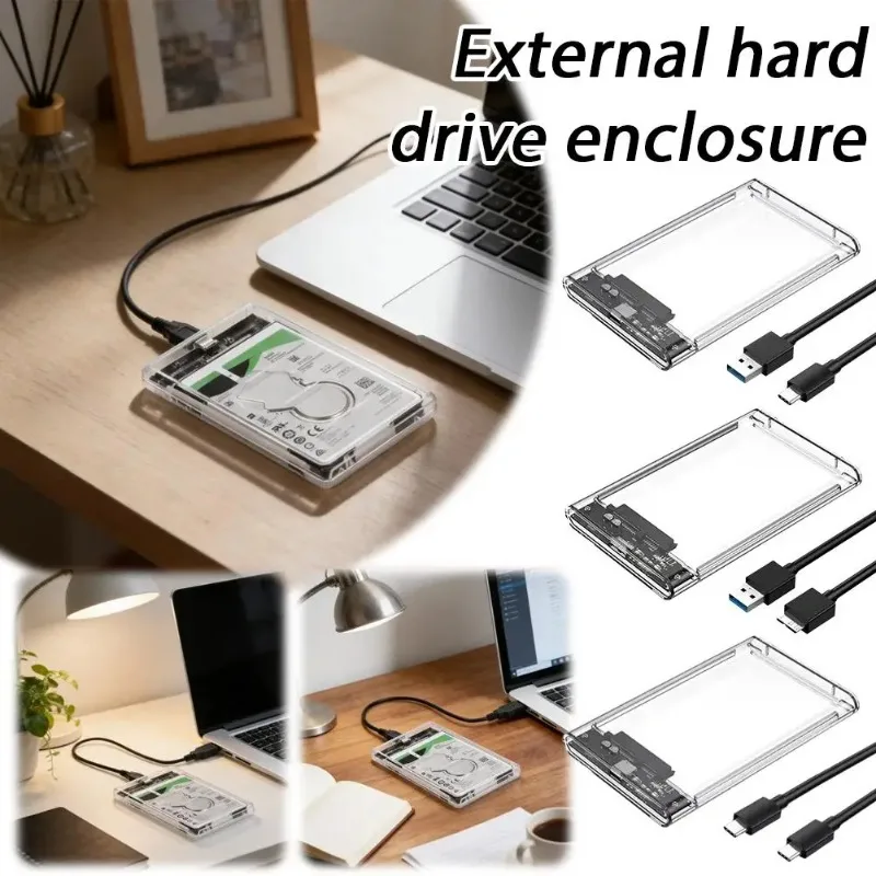 

Прозрачный внешний корпус для жесткого диска SATA 2,5 дюйма, USB 3.0, высокоскоростной, для SSD/HDD, для ноутбуков и настольных ПК, без инструментов, бокс для SSD