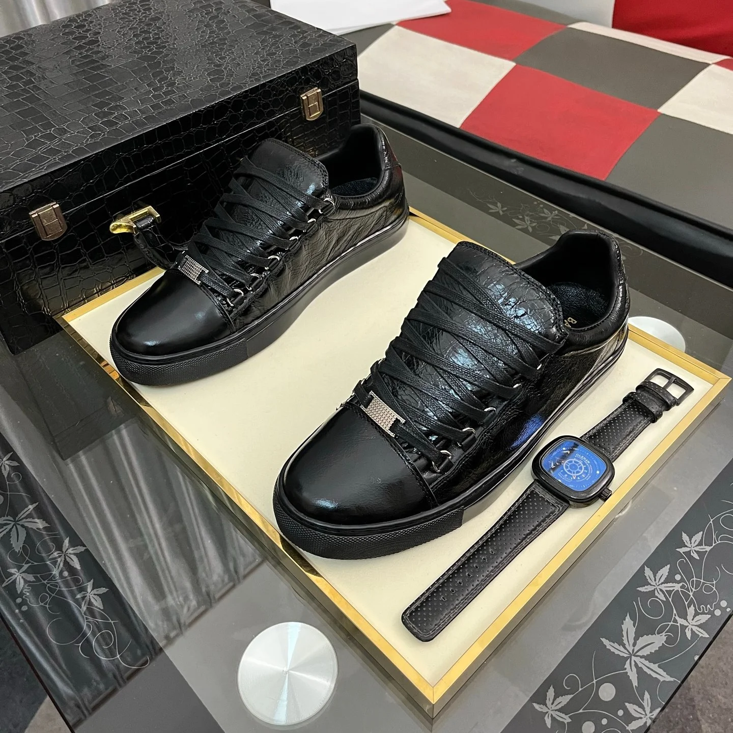 Feestdagen Cadeaus Luxe Merk Herenschoenen Handgemaakte Casual Sneakers Fijne Olie-gecrèpeerde Koeienhuid Schapenvacht Voering Zacht Ademend