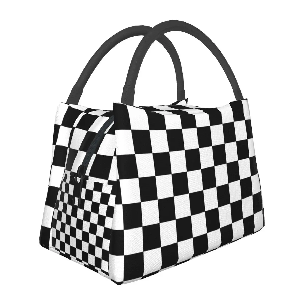 Checkered Colors Splicing Mosaic Style Insulated Lunch Bag Leakproof Lunch Container Cooler Bag Tote Lunch Box Picnic Food Bag