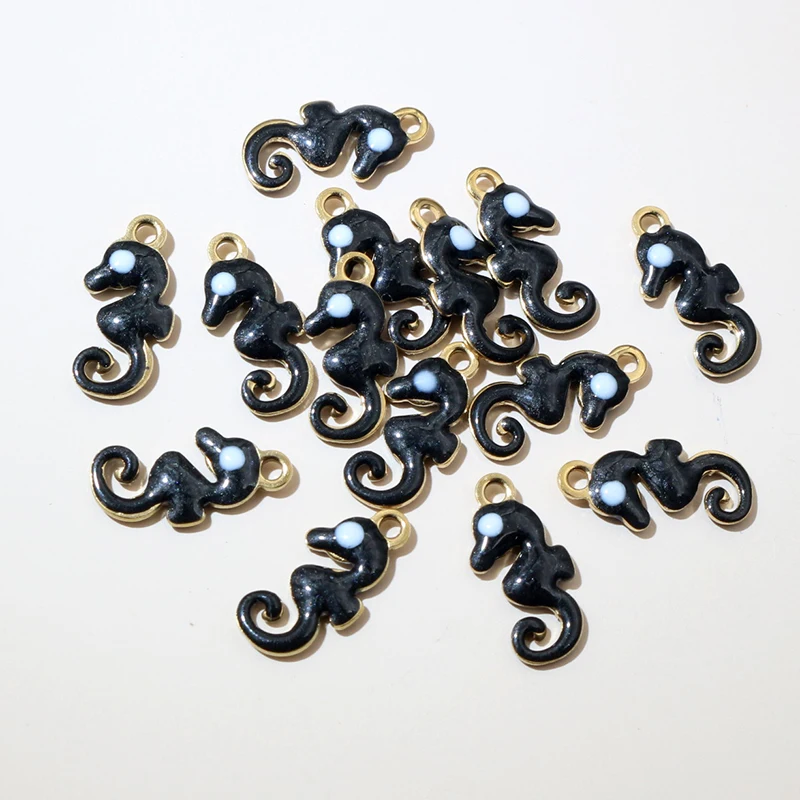 20pcs 11x5mm Hippocampus Seahorse Enamel Charms Pendant Stainless Steel DIY Jewelry Making Accessories for Necklace Earrings view 4