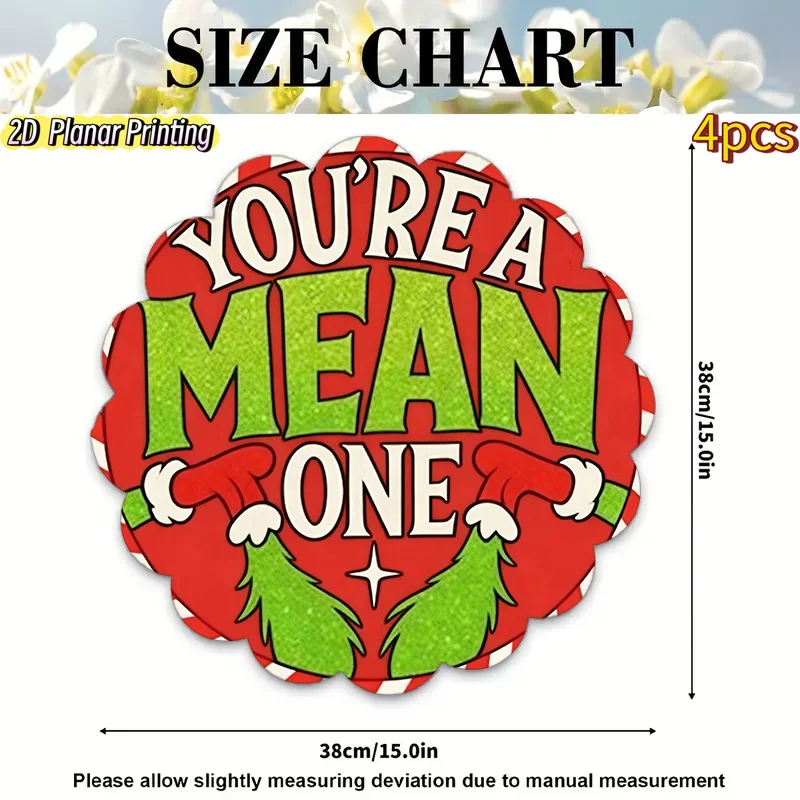 VIKAMA 4 قطعة عيد الميلاد الوحش تحت عنوان تحديد الموقع سانتا كلوز قفازات مستديرة متموجة الدانتيل طاولة طعام تحت عنوان مطعم الديكور #5