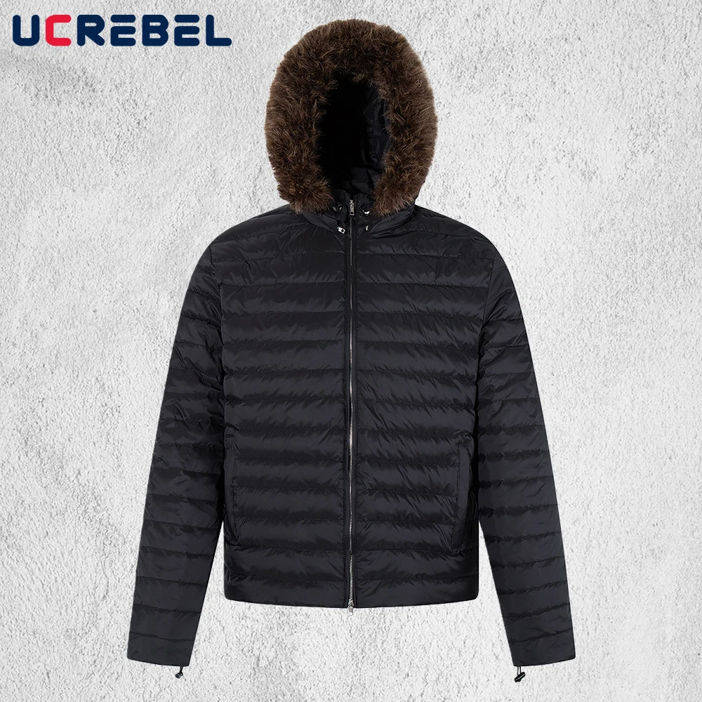 เสื้อแจ็คเก็ตดาวน์สีพื้นสำหรับผู้ชาย มีเชือกผูก ฤดูหนาว อุ่น สไตล์ไฮสตรีท ย้อนยุค ทรงหลวม แขนยาว มีฮู้ด เสื้อแจ็คเก็ตบุนวมสำหรับผู้ชาย