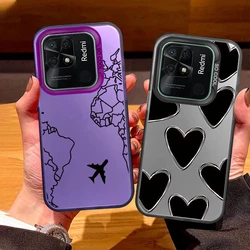 For Redmi 10C 9A 9 10 4G Note 11 Pro 10 12 Phone Case Travel-Inspired Airplane Route Pattern Matte Hard Back Cover Funda Shell