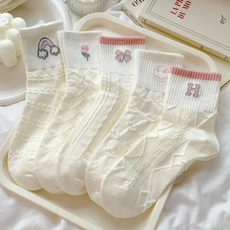 

Pregnant Women's Socks Ins Trendy Korean Style Autumn/Winter Maternity Cute White Socks Creative Maternity Breathable SocksLH075