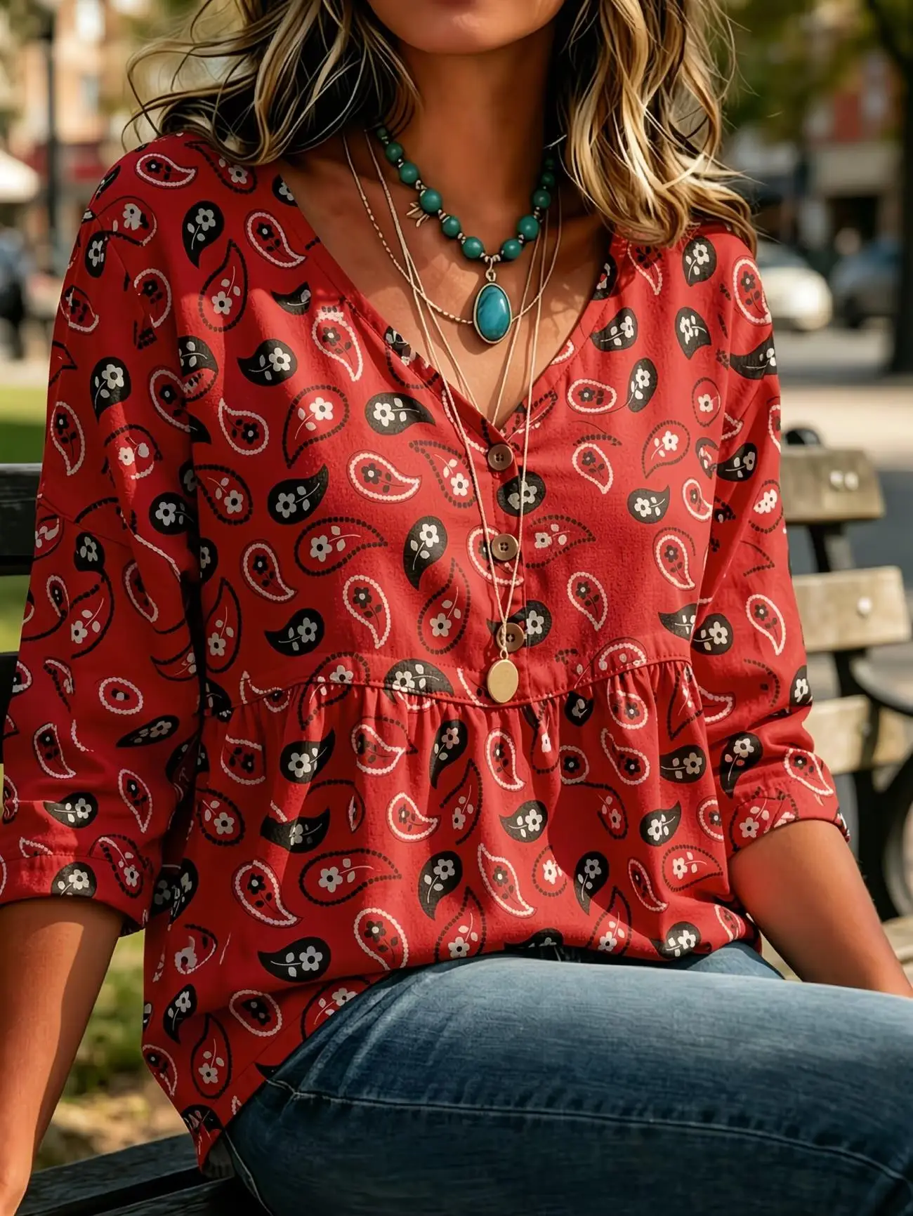 Women's Red Tiny Floral Paisle - Sewing V recension och pris