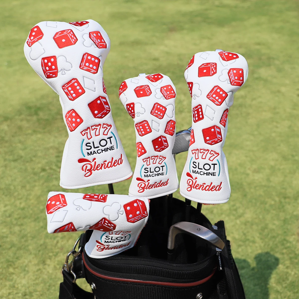 Golf Club Head covers Premium Leather Head Covers Set 777 Lucky Dice Headcovers for Driver Fairway Hybrid Wood Head covers Iron
