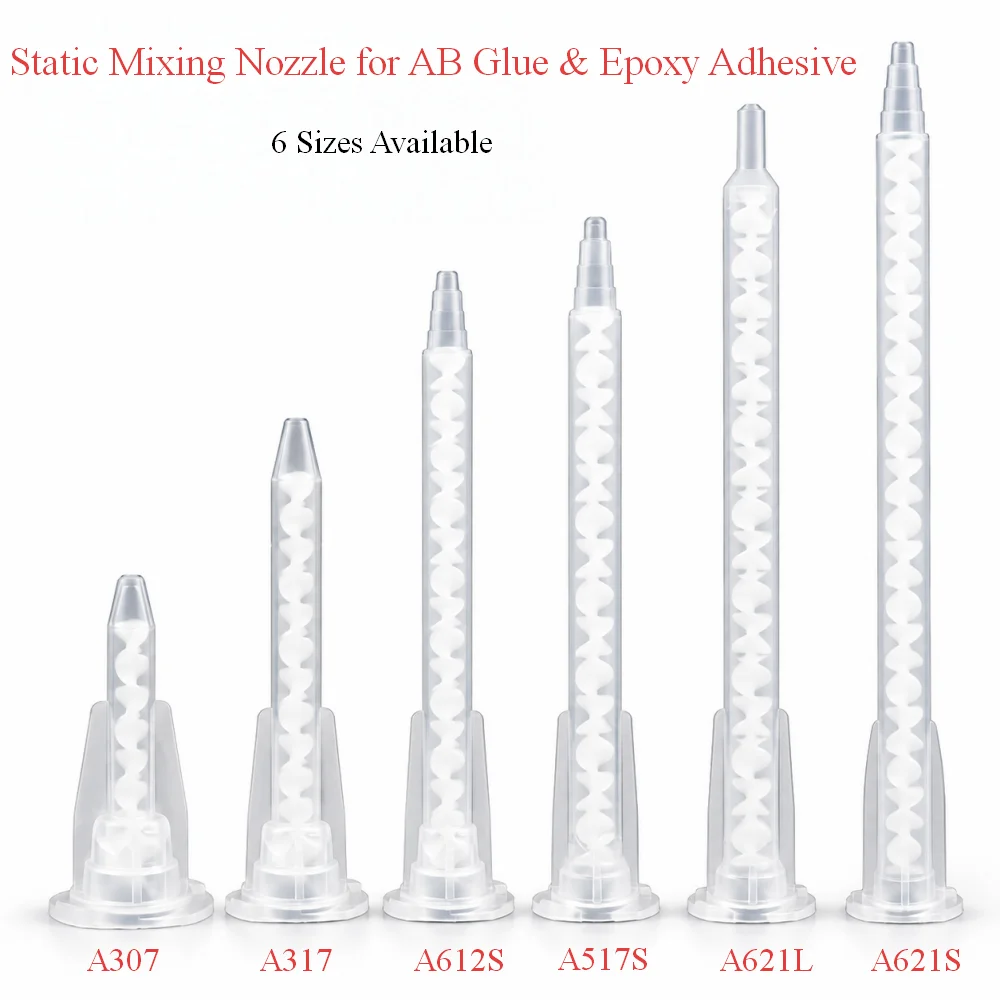 Static Mixer Nozzle for AB Adhesive Cartridge Two Component Epoxy Glue Dispensing Mixing Tube Bayonet Connector Multiple Sizes