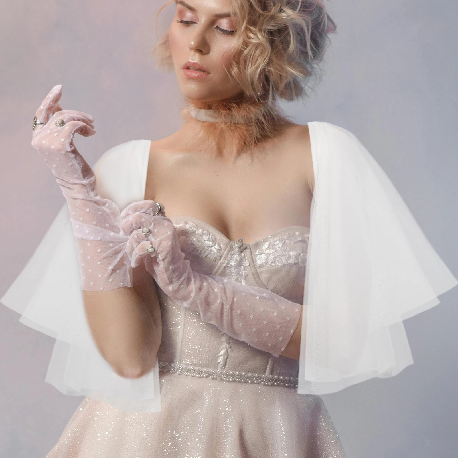 

2pcs Wedding Dress Sleeves Arm Bridal Costume Accessory Shoulder Decor Tulle For Women Detachable Party Sleeve Dress Supply