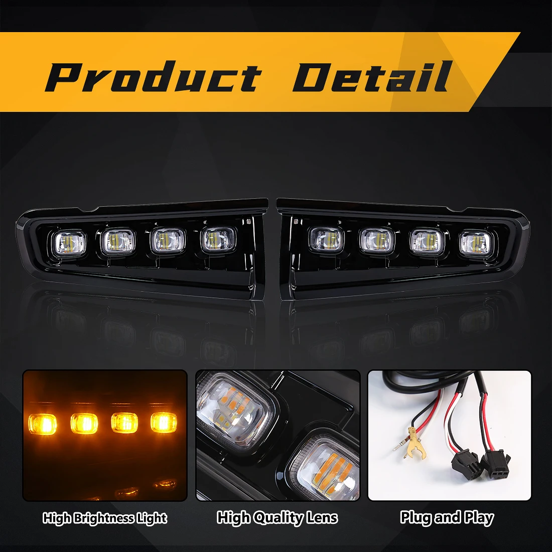 LED DRL For Ford Bronco 2021 2022 2023 Daytime Running Lights Fog Lamps Front Bumper Headlights Turn Signal Car Accessories 12V