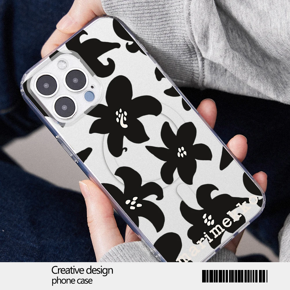 Maris Mekko Flower Design Phone Case for iPhone 12 11 13 14 15 16 Max Pro Plus Magsafe Magnetic Wireless Cover