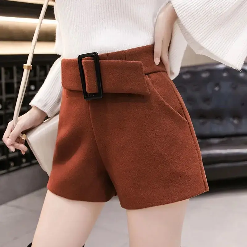 Woolen Shorts Women Winter S-5XL Office Lady Elegant High Waist Temperament Solid Leisure Gentle Ins 2023 New Arrival Streetwear