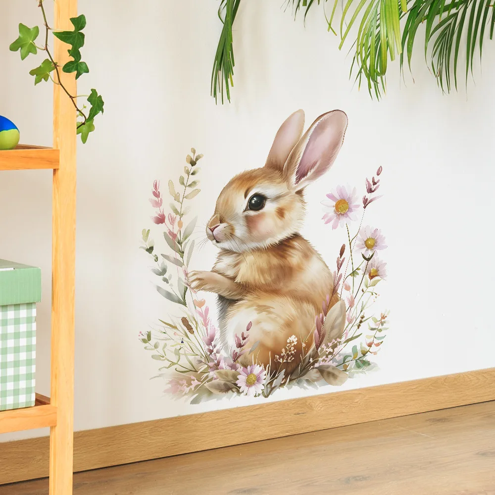 Bunny Vinyl Tile Child Wall Stickers For Baby Room Decor Wall Decor Adhesive Wallpaper Furniture Sticker Bedroom Accessories