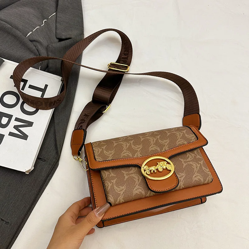 

​2025 New Women's Vintage Print Crossbody Bag, Color Block Square Shoulder Purse, Chic Multi-Way Tote for Daily, Elegant