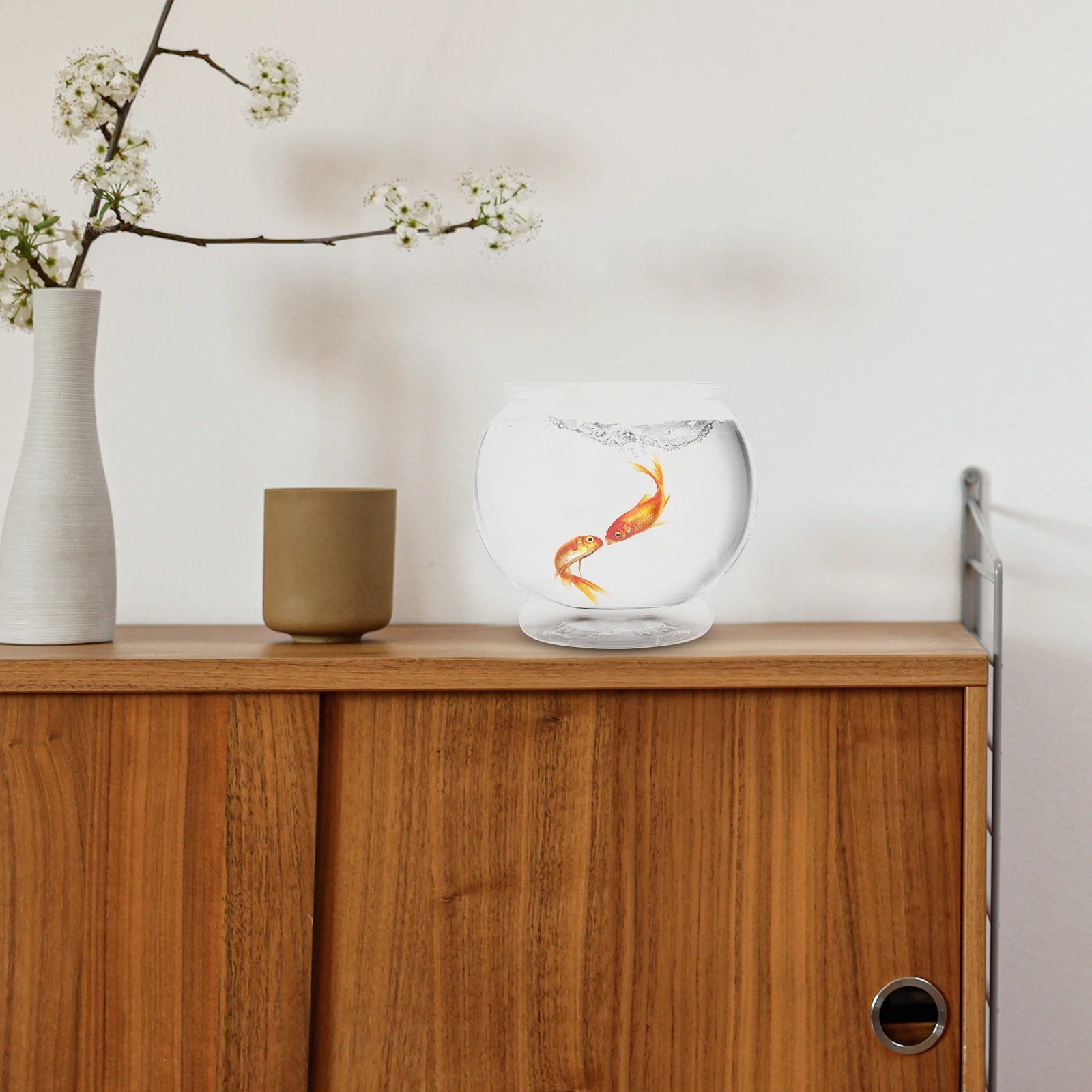 

Clear Plastic Fish Tank Desktop Bowl for Goldfish Small Aquarium Portable Fish Keeper Round Fish Box Home Office Decoration