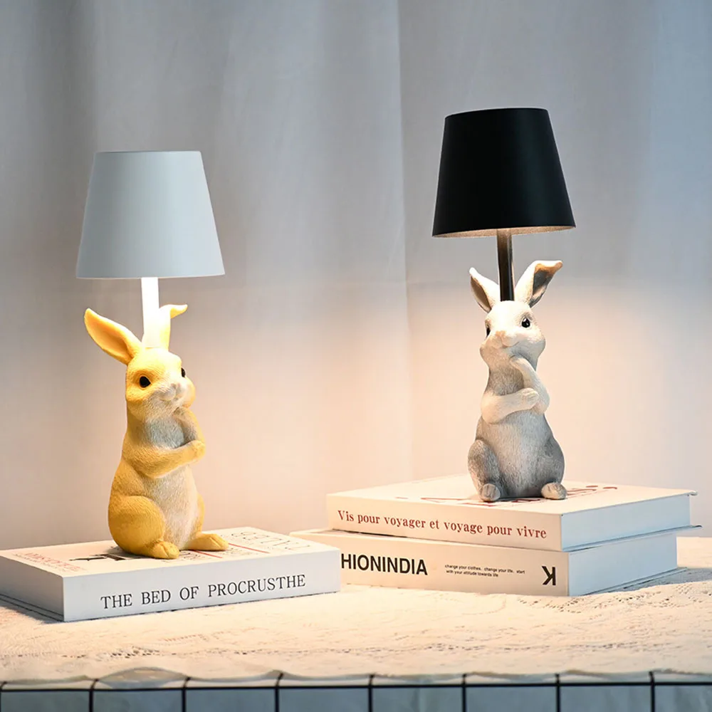 

Touch Desk Lamp USB Dimming Rabbit Lamp Wireless 3 Color Night Light for Restaurant Warm Room Decoration Atmosphere Lamp Gifts