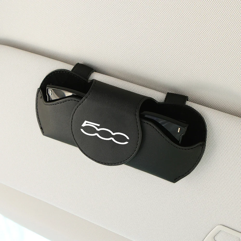 Car Glasses Case Organizer Storage Car Eyeglass Case Glasses Box For Car Sun Visor Sunglasses for Fiat 500 500C 500X 500L Abarth