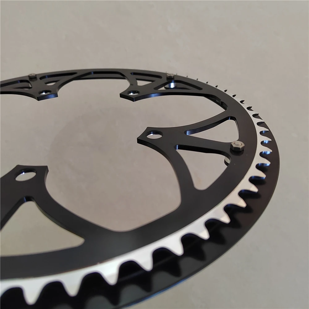 TRUYOU Kettenrad 130 BCD 65T Aluminiumlegierung CNC Rennrad Kettenblatt Kurbelgarnitur Falträder Kettenblatt Schwarz Einzelplatte – Detail 12