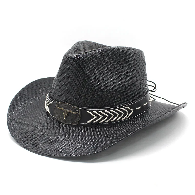 

Винтажная соломенная ковбойская шляпа в форме головы коровы, жесткая, с широкими полями, для защиты от солнца, для активного отдыха