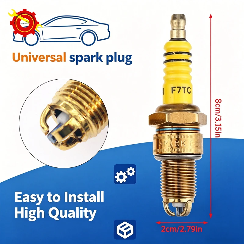 For GY6 CG 50 70 110 125 150CC Spark Plug 3 Triple Electrode Motorcycle Atv Scooter Dirt Bike Go Kart A7TC D8TC F7TC Accessory